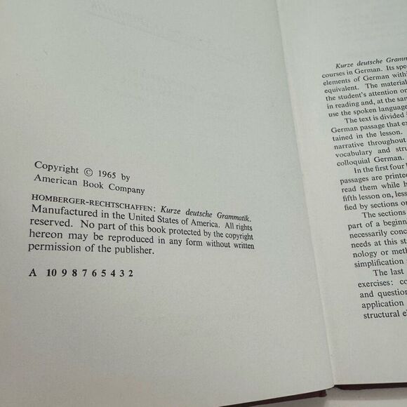 Kurze Deutsche Grammatik [Hardcover] Conrad P. Homberger and Bernard Rechtschaff - Picture 7 of 8